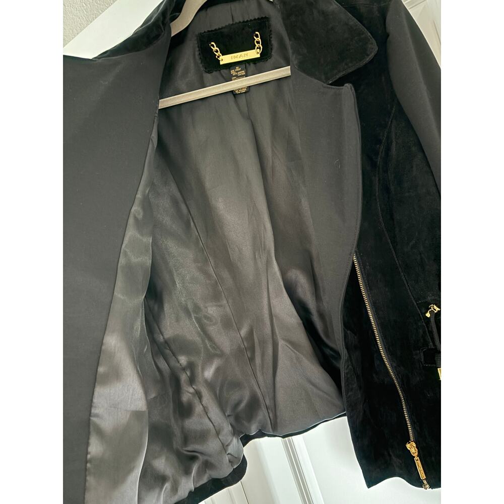 All Season Chic Leather Faux Suede Moto Jacket Black Size Medium EUC - Picture 6 of 7